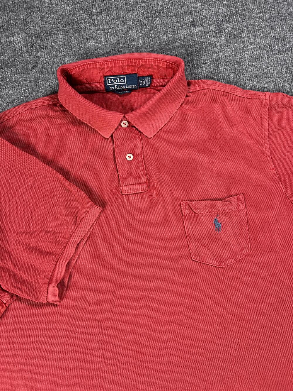 Vintage Polo Ralph Lauren Shirt Red Cotton Pocket Vent Armpit Eyelets Mens XXL
